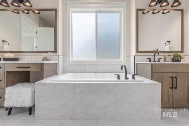 6201 W Redland Dr, Eagle, ID 83616 - bathroom with tile patterned floors, a bath, and vanity