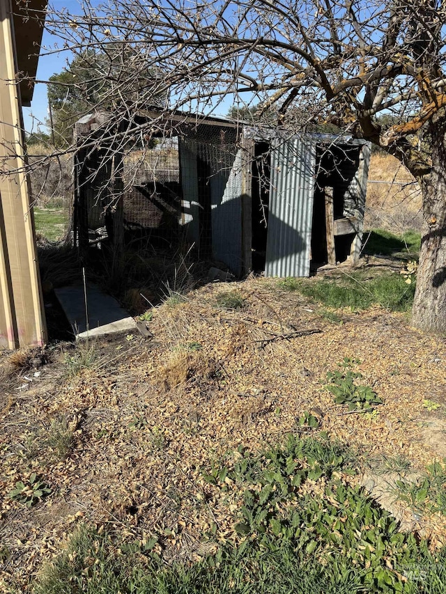 exterior space with an outbuilding