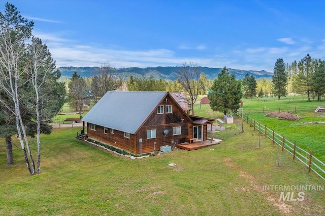 drone / aerial view with a mountain view
