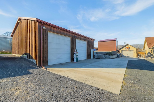 view of detached garage