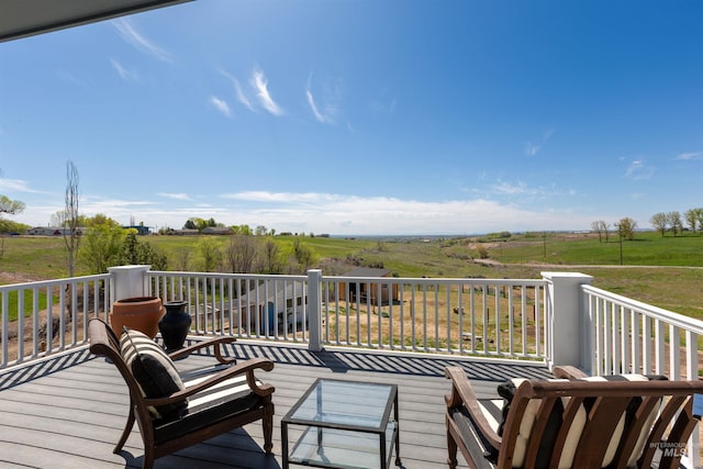deck featuring a rural view