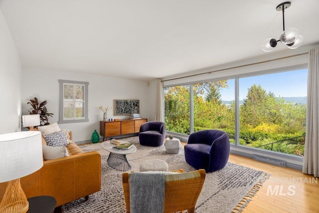 606 S Ridge Rd, Moscow, ID 83843 - living area with wood finished floors and a chandelier