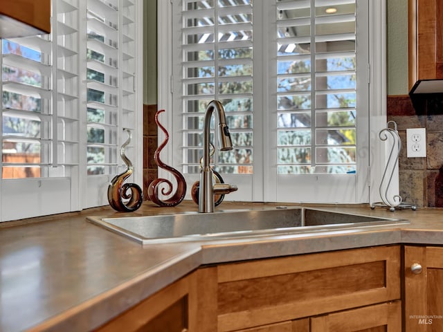 1546 N Dragonfly Ct, Eagle, ID 83616 - interior details with brown cabinets and a sink