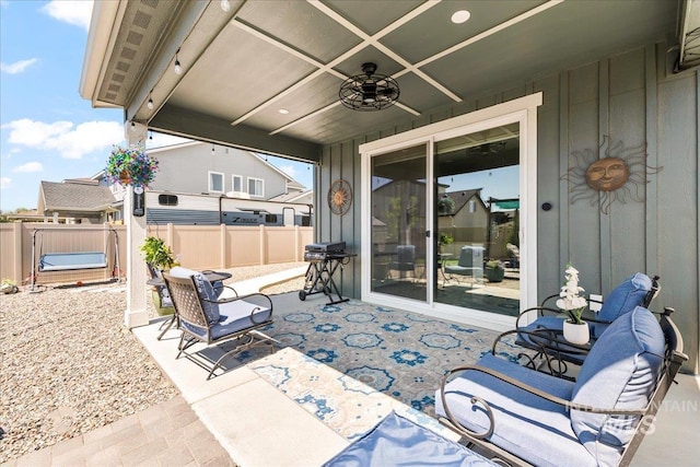 11211 Sopris Loop, Caldwell, ID 83605 - view of patio / terrace featuring fence and a ceiling fan