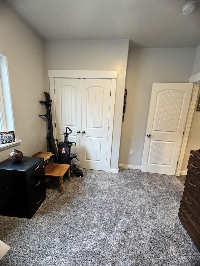 carpeted bedroom featuring a closet