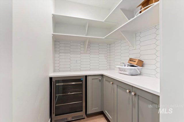 interior space featuring beverage cooler
