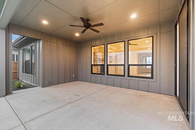 view of patio / terrace featuring ceiling fan