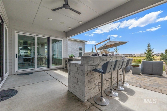 2391 S Trapper Pl, Boise, ID 83716 - view of patio / terrace featuring outdoor dry bar and a ceiling fan