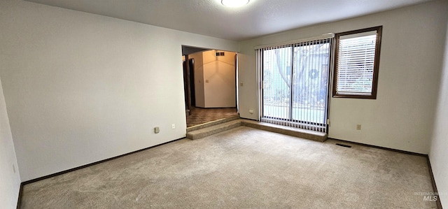 spare room featuring light colored carpet