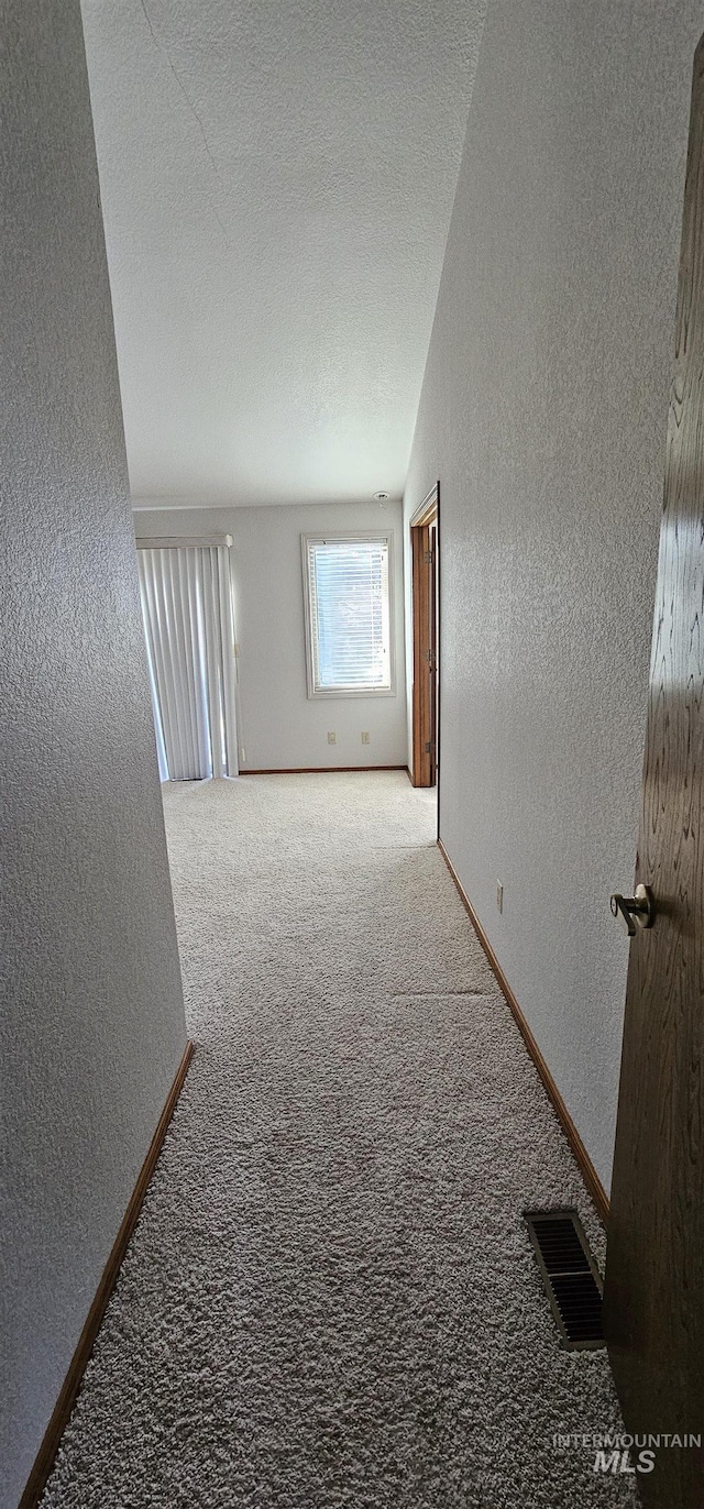 spare room featuring carpet and a textured ceiling