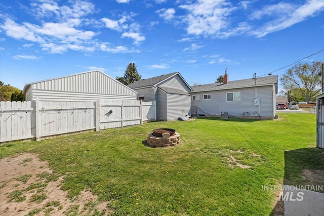 1341 N Fillmore, Jerome, ID 83338 - rear view of house with an outdoor fire pit and a chimney