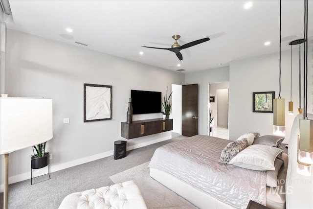 1865 E Lone Shore Ln, Eagle, ID 83616 - bedroom featuring baseboards, a ceiling fan, carpet flooring, and recessed lighting