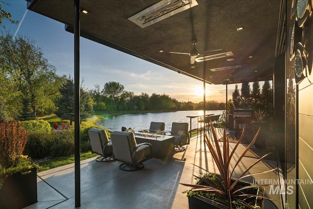 1865 E Lone Shore Ln, Eagle, ID 83616 - view of patio with a water view and ceiling fan