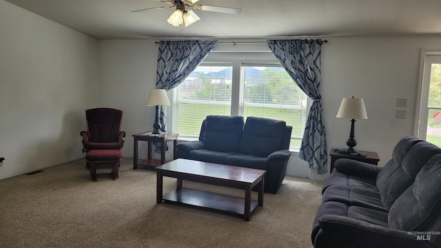 1455 S 2190 E, Malta, ID 83342 - carpeted living room with plenty of natural light and a ceiling fan