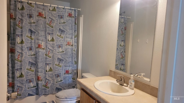 1455 S 2190 E, Malta, ID 83342 - bathroom with vanity, toilet, and a shower with curtain