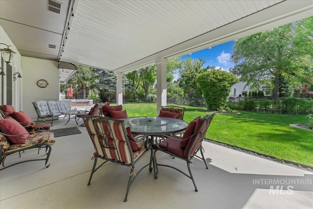 5130 N Lakemont Ln, Garden City, ID 83714 - view of patio / terrace featuring outdoor dining area and an outdoor living space