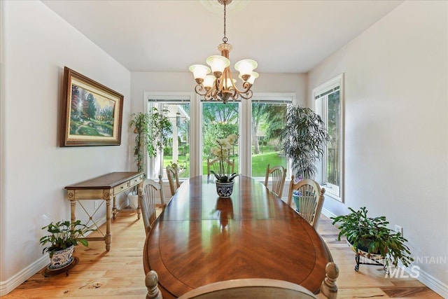 5130 N Lakemont Ln, Garden City, ID 83714 - dining space with baseboards, a chandelier, and light wood-type flooring