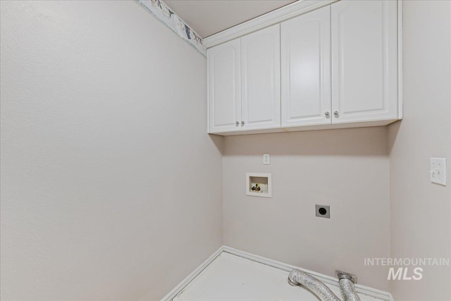 5130 N Lakemont Ln, Garden City, ID 83714 - laundry room with hookup for an electric dryer, cabinet space, hookup for a washing machine, and baseboards