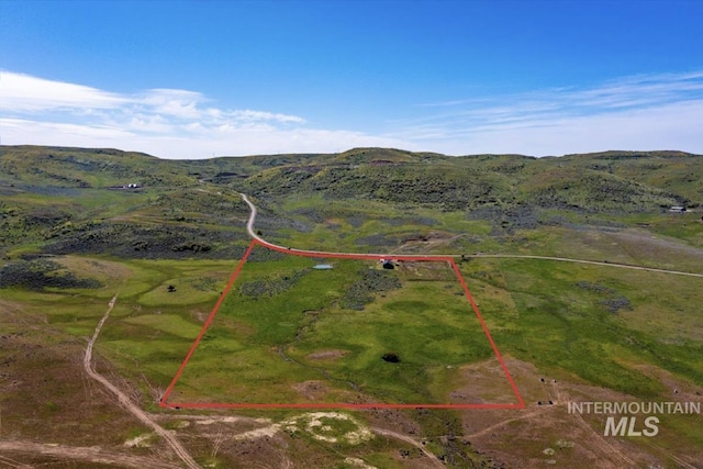 1639 Cuddy View Dr, Council, ID 83612 - birds eye view of property with a rural view and a mountain view