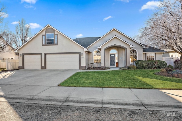 view of front of home with a front lawn