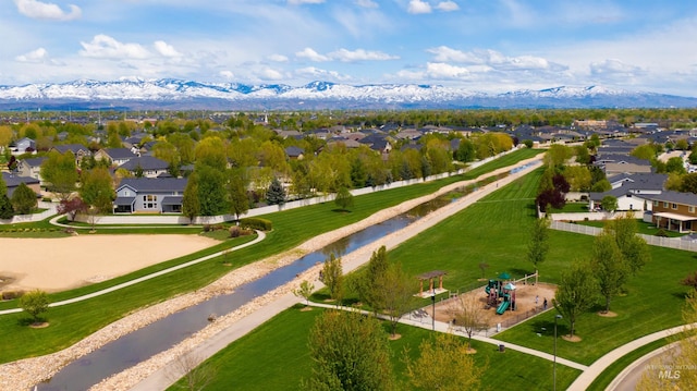 aerial view featuring a mountain view