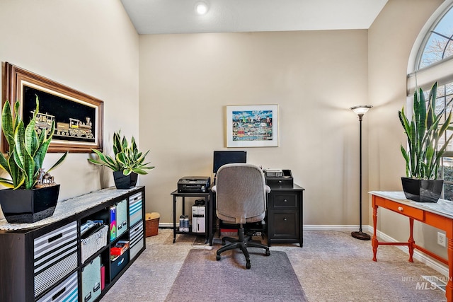 office area with light carpet