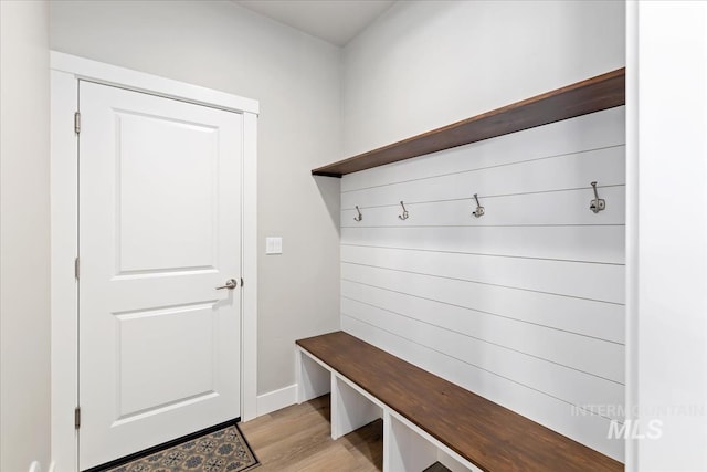 mudroom with light wood-type flooring