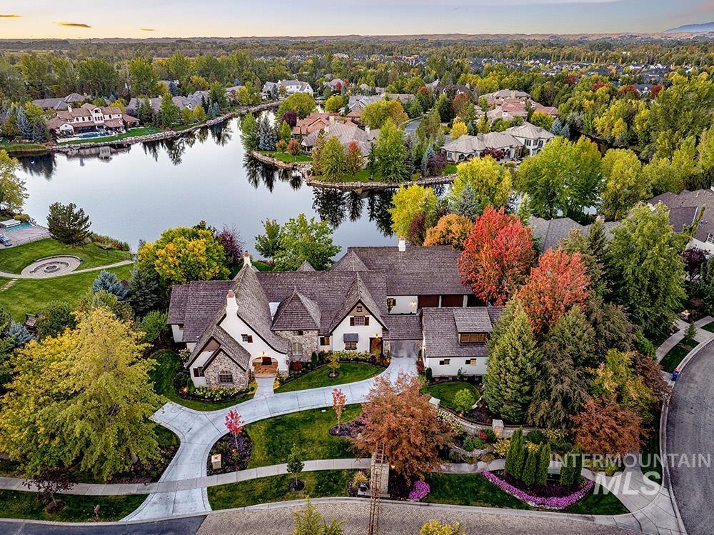 834 W Two Rivers Ln, Eagle, ID 83616 - aerial view at dusk with a residential view and a water view