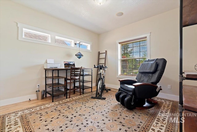 9740 W Shields Ave, Boise, ID 83714 - living area with an office area, baseboards, and wood finished floors