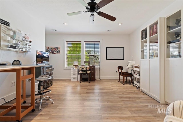 9740 W Shields Ave, Boise, ID 83714 - office space with light wood-type flooring, ceiling fan, recessed lighting, and baseboards
