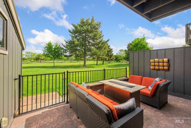 4400 W Pasadena Dr Unit 38, Boise, ID 83705 - view of patio with golf course view and an outdoor living space with a fire pit