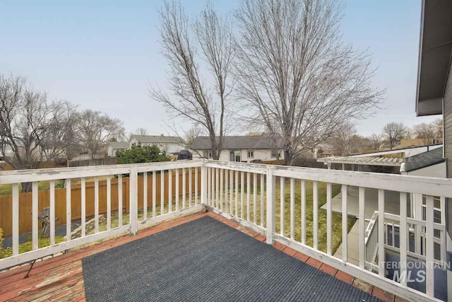 view of wooden balcony featuring a wooden deck