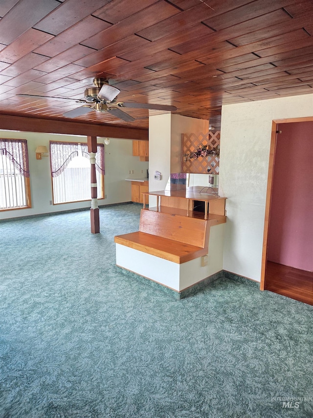 1922 9th Ave, Lewiston, ID 83501 - living area featuring carpet floors, ceiling fan, and wooden ceiling