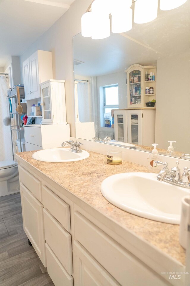 224 S Fern St, Nampa, ID 83686 - bathroom featuring double vanity, toilet, and a shower