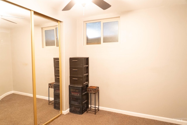 224 S Fern St, Nampa, ID 83686 - basement featuring ceiling fan, carpet, and baseboards