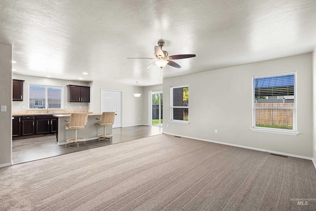 4618 Braeburn Ave, Caldwell, ID 83607 - unfurnished living room featuring a ceiling fan and light carpet