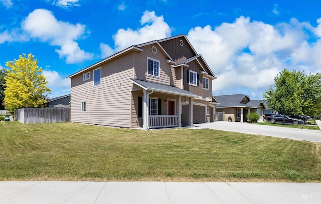 4618 Braeburn Ave, Caldwell, ID 83607 - traditional-style home with driveway, board and batten siding, a garage, and a porch