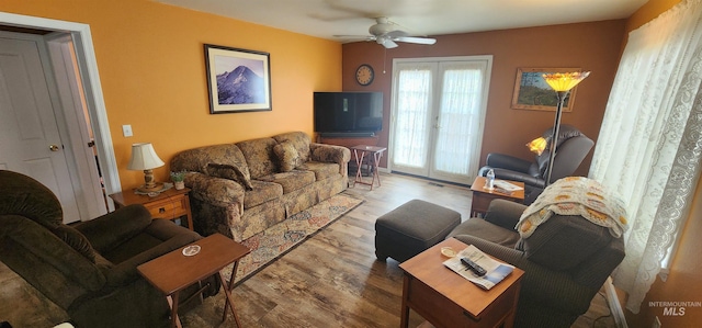 817 6th St, Kamiah, ID 83536 - living room featuring a ceiling fan and wood finished floors