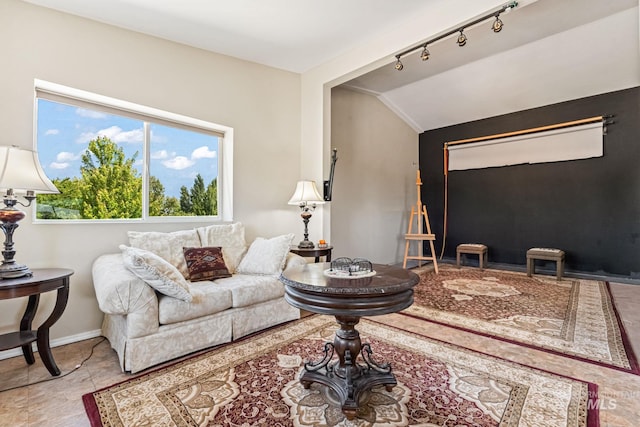4459 E Deer Flt, Kuna, ID 83634 - living room featuring lofted ceiling and baseboards