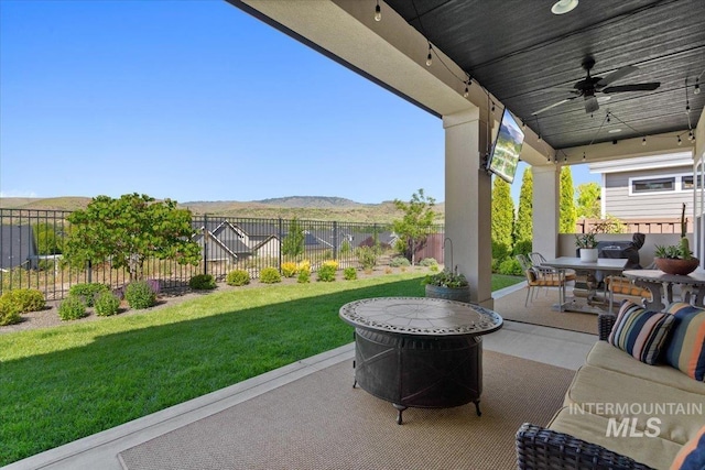 4772 W Barnview Dr, Boise, ID 83614 - view of patio featuring ceiling fan, outdoor dining space, and outdoor lounge area