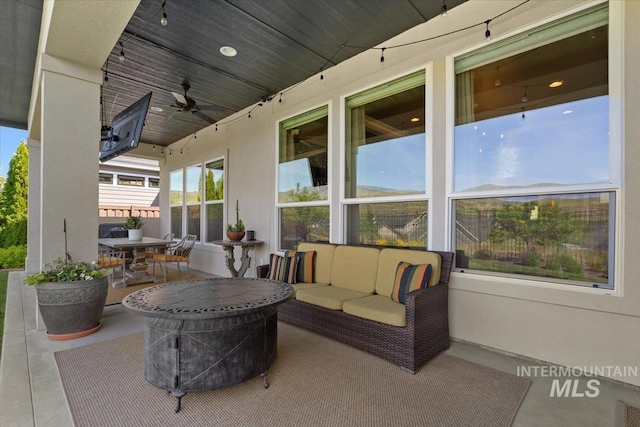 4772 W Barnview Dr, Boise, ID 83614 - view of patio featuring ceiling fan, outdoor lounge area, and outdoor dining space