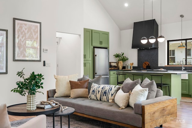 1435 N Garden, Boise, ID 83706 - living area featuring high vaulted ceiling and wood finished floors