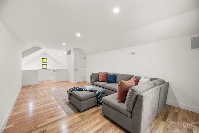 1435 N Garden, Boise, ID 83706 - living room featuring vaulted ceiling, light wood-style flooring, baseboards, and recessed lighting