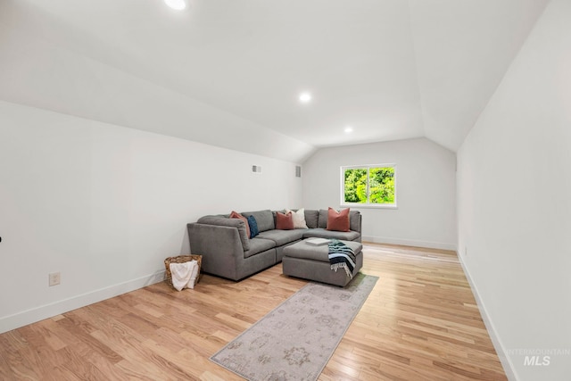 1435 N Garden, Boise, ID 83706 - living room with vaulted ceiling, baseboards, wood finished floors, and recessed lighting