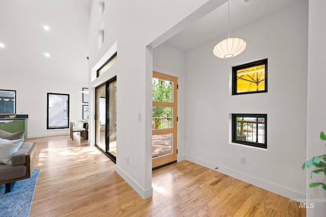 1435 N Garden, Boise, ID 83706 - foyer with a high ceiling, baseboards, light wood-style floors, and recessed lighting