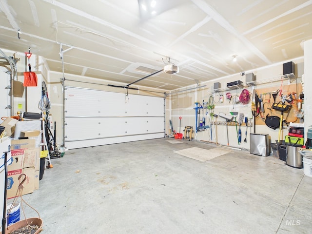 garage with a garage door opener