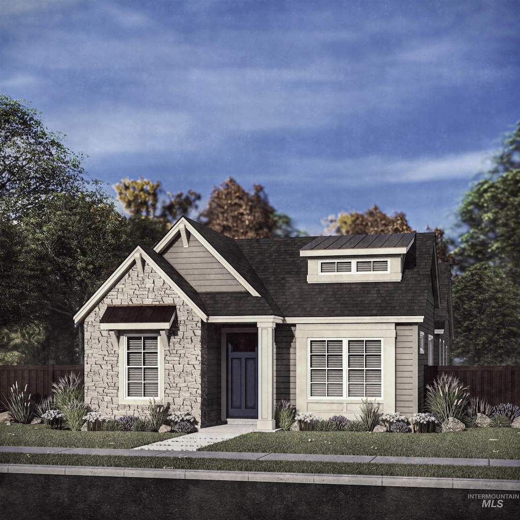 6078 S Hope Ave, Meridian, ID 83642 - view of front of house featuring stone siding and fence