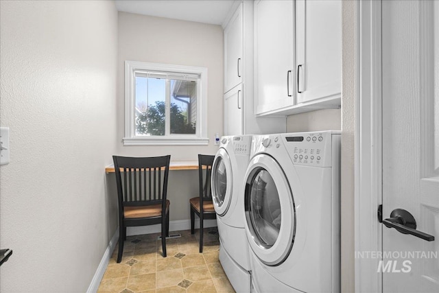 605 W Highland Ave, Nampa, ID 83686 - laundry area featuring separate washer and dryer, cabinet space, and baseboards