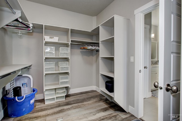 spacious closet with wood-type flooring