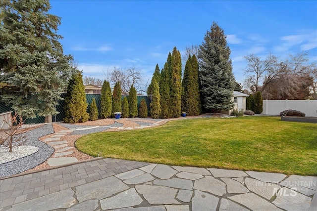 view of yard featuring a fenced backyard